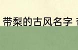 带梨的古风名字 带梨的古风名字推荐